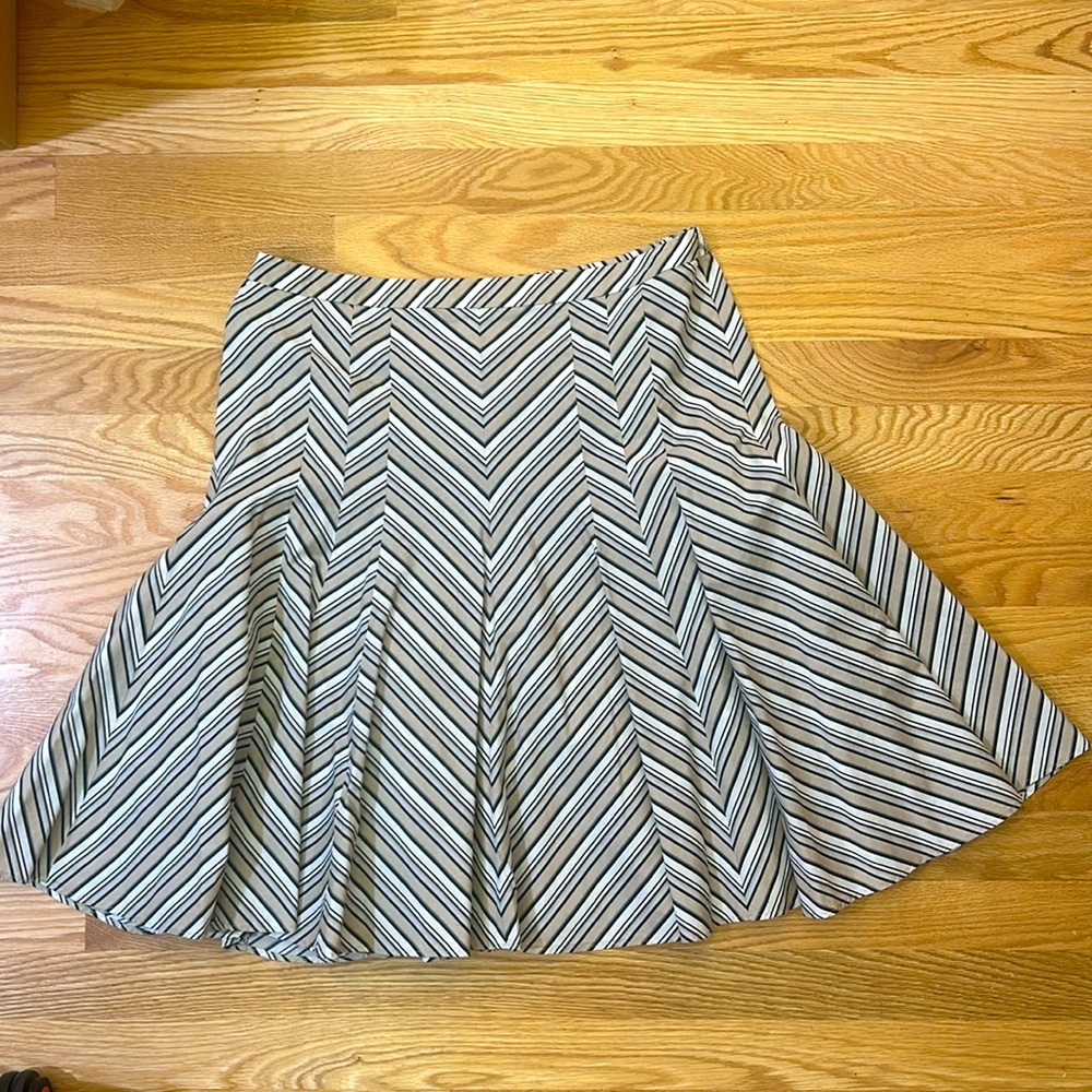 Ann Taylor LOFT Striped Retro Style Pleated 100% Cotton Summer Skirt Size 8